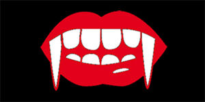 ZUBY UPÍRA - Vampire Teeth - široká chrbtová nášivka s rozmerom 33 x 15 cm