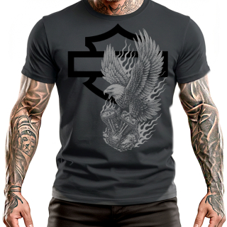 HARLEY DAVIDSON - Eagle Crest Motive - tmavosivé pánske tričko