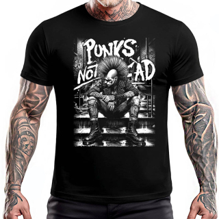 PUNKS NOT DEAD - Sitting Punk Man - čierne pánske tričko