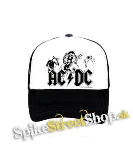 ACDC - Let There Be Rock - čiernobiela sieťkovaná šiltovka model "Trucker"