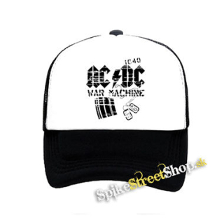 ACDC - War Machine - čiernobiela sieťkovaná šiltovka model "Trucker"