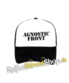 AGNOSTIC FRONT - Logo - čiernobiela sieťkovaná šiltovka model "Trucker"