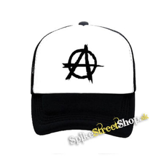 ANARCHY - Znak 2 - čiernobiela sieťkovaná šiltovka model "Trucker"