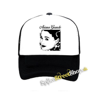 ARIANA GRANDE - Portrait - čiernobiela sieťkovaná šiltovka model "Trucker"