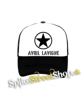 AVRIL LAVIGNE - Logo Punkrock Star - čiernobiela sieťkovaná šiltovka model "Trucker"