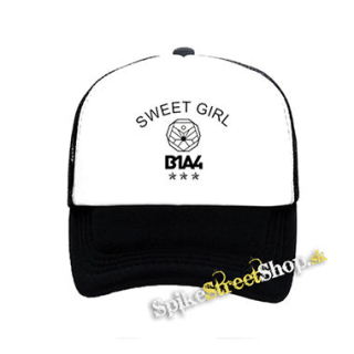 B1A4 - Sweet Girl - čiernobiela sieťkovaná šiltovka model "Trucker"