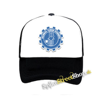 BACHMAN-TURNER OVERDRIVE - Logo - čiernobiela sieťkovaná šiltovka model "Trucker"