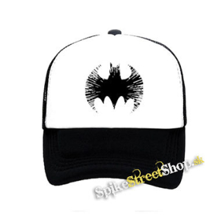 BATMAN - Cracked Emblem - čiernobiela sieťkovaná šiltovka model "Trucker"