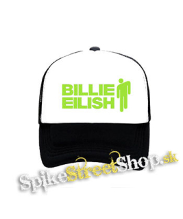 BILLIE EILISH - Logo And Stickman - čiernobiela sieťkovaná šiltovka model "Trucker"