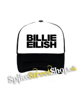 BILLIE EILISH - Logo Bold na ČIERNE - čiernobiela sieťkovaná šiltovka model "Trucker"