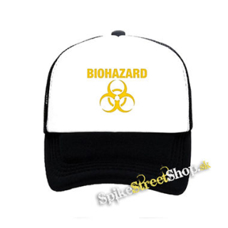 BIOHAZARD - Yellow Logo Crest - čiernobiela sieťkovaná šiltovka model "Trucker"