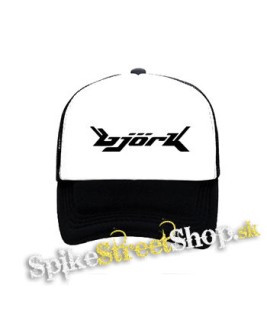 BJORK - Logo - čiernobiela sieťkovaná šiltovka model "Trucker"
