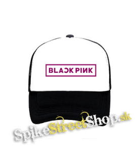 BLACKPINK - Logo Pink - čiernobiela sieťkovaná šiltovka model "Trucker"