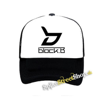 BLOCK B - Logo - čiernobiela sieťkovaná šiltovka model "Trucker"