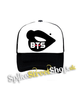 BTS - BANGTAN BOYS - Lips - čiernobiela sieťkovaná šiltovka model "Trucker"