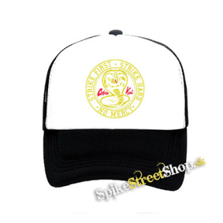 COBRA KAI - Strike First - čiernobiela sieťkovaná šiltovka model "Trucker"