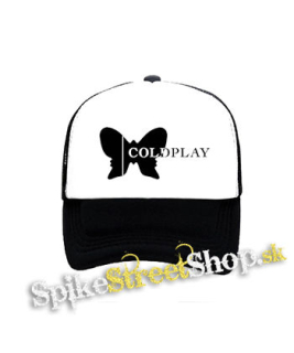 COLDPLAY - Butterfly Logo - čiernobiela sieťkovaná šiltovka model "Trucker"