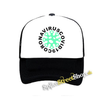 CORONAVIRUS - čiernobiela sieťkovaná šiltovka model "Trucker"