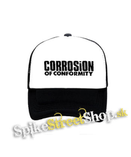 CORROSION OF CONFORMITY - Logo - čiernobiela sieťkovaná šiltovka model "Trucker"