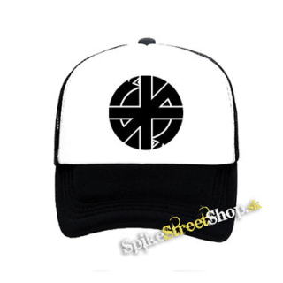 CRASS - Symbol Crest - čiernobiela sieťkovaná šiltovka model "Trucker"