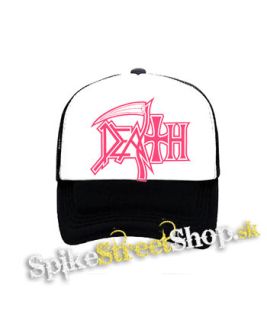 DEATH - Logo - čiernobiela sieťkovaná šiltovka model "Trucker"