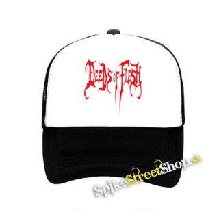 DEEDS OF FLESH - Logo - čiernobiela sieťkovaná šiltovka model "Trucker"