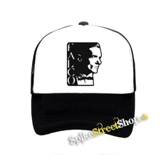 FALCO - Portrait - čiernobiela sieťkovaná šiltovka model "Trucker"