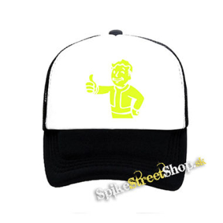 FALLOUT - Vault Boy Green - čiernobiela sieťkovaná šiltovka model "Trucker"