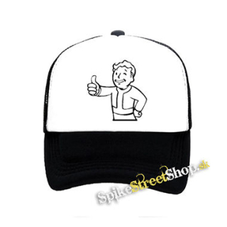 FALLOUT - Vault Boy - čiernobiela sieťkovaná šiltovka model "Trucker"