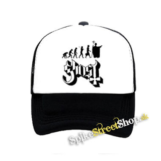 GHOST - Evolution - čiernobiela sieťkovaná šiltovka model "Trucker"