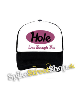 HOLE - Live Through This - čiernobiela sieťkovaná šiltovka model "Trucker"