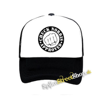 CHUCK NORRIS - Chuck Norris Approved - čiernobiela sieťkovaná šiltovka model "Trucker"