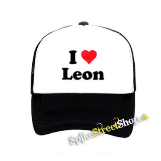 I LOVE LEON - čiernobiela sieťkovaná šiltovka model "Trucker"