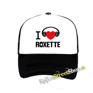 I LOVE ROXETTE - čiernobiela sieťkovaná šiltovka model "Trucker"
