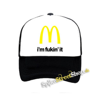 I'M FUCKIN' IT - čiernobiela sieťkovaná šiltovka model "Trucker"