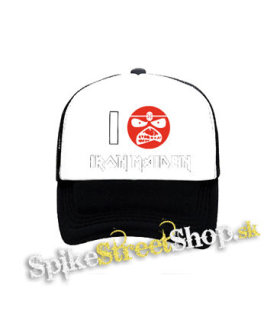 IRON MAIDEN - I Love Iron Maiden - čiernobiela sieťkovaná šiltovka model "Trucker"