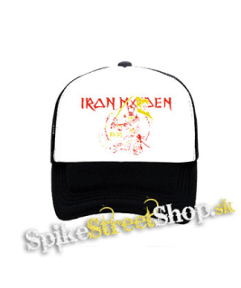 IRON MAIDEN - Red Yellow Senjutsu Samurai - čiernobiela sieťkovaná šiltovka model "Trucker"