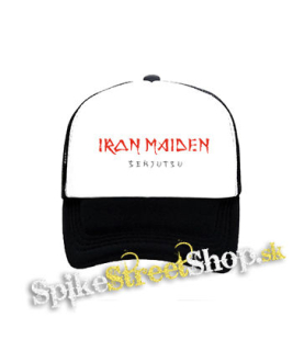 IRON MAIDEN - Senjutsu Logo - čiernobiela sieťkovaná šiltovka model "Trucker"