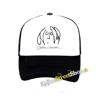 JOHN LENNON - Face & Signature - čiernobiela sieťkovaná šiltovka model "Trucker"