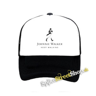 JOHNNIE WALKER - Keep Walking - čiernobiela sieťkovaná šiltovka model "Trucker"