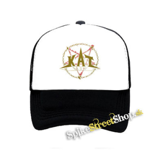 KAT - Logo Metal And Hell - čiernobiela sieťkovaná šiltovka model "Trucker"