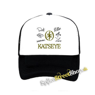 KATSEYE - Logo Signature - čiernobiela sieťkovaná šiltovka model "Trucker"