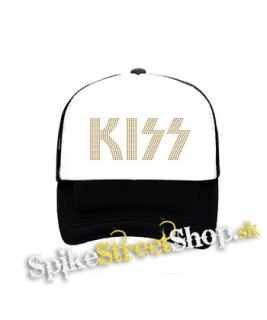 KISS - Gold Logo - čiernobiela sieťkovaná šiltovka model "Trucker"