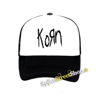 KORN - Original Logo - čiernobiela sieťkovaná šiltovka model "Trucker"