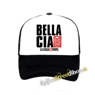 LA CASA DE PAPEL - Bella Ciao - čiernobiela sieťkovaná šiltovka model "Trucker"