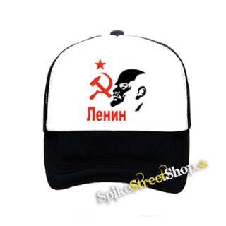LENIN - čiernobiela sieťkovaná šiltovka model "Trucker"