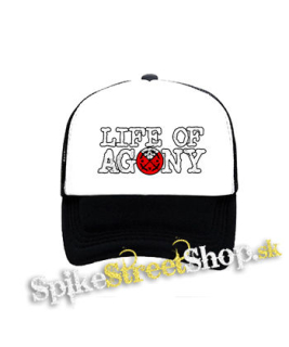 LIFE OF AGONY - Logo - čiernobiela sieťkovaná šiltovka model "Trucker"