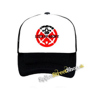 LIFE OF AGONY - Logo Symbol Crest - čiernobiela sieťkovaná šiltovka model "Trucker"