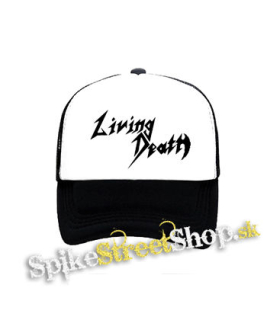 LIVING DEATH - Logo - čiernobiela sieťkovaná šiltovka model "Trucker"