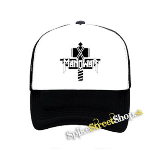 MANOWAR - Hammer Logo - čiernobiela sieťkovaná šiltovka model "Trucker"
